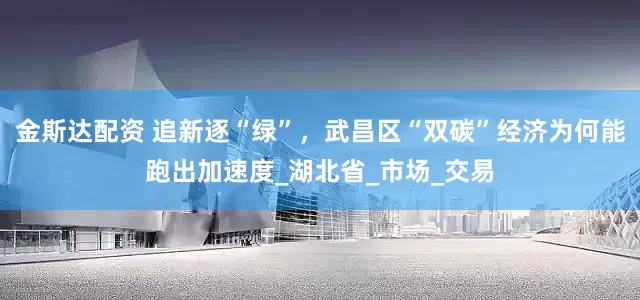 金斯达配资 追新逐“绿”，武昌区“双碳”经济为何能跑出加速度_湖北省_市场_交易