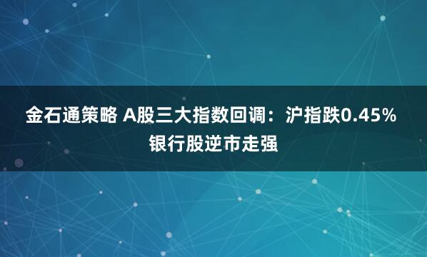 金石通策略 A股三大指数回调：沪指跌0.45% 银行股逆市走强
